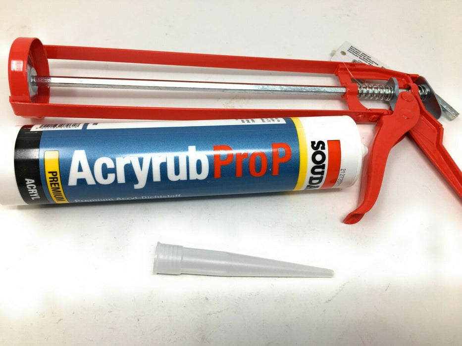 1 x Soudal Acryrub Pro P Acryl weiß Dichtstoff 310ml Kartusche mit Zubehör - fenster-bayram