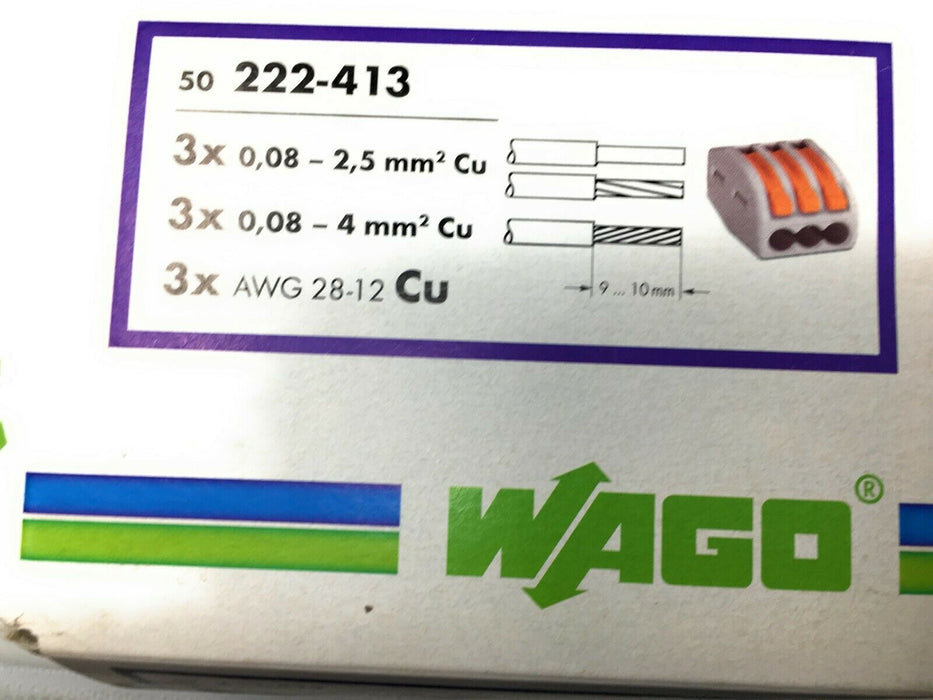10 x WAGO 3Klemmen 222-413 - Leuchten Hebel Verbindung Klemmen - für Kabel -4mm² - fenster-bayram