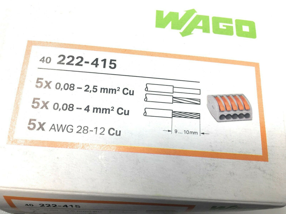 10 x WAGO 5Klemmen 222-413 - Leuchten Hebel Verbindung Klemmen - für Kabel -4mm² - fenster-bayram