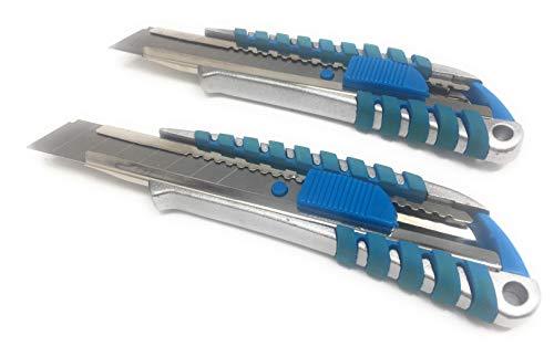 2 Stück Alu Druckguss Cuttermesser mit 18mm Abbrechklinge Teppichmesser Mehrzweck Messer Allzweckmesser - fenster-bayram