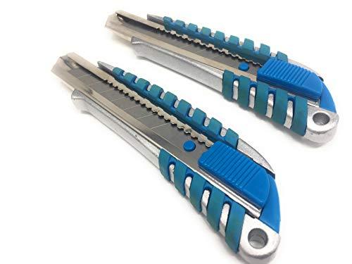 2 Stück Alu Druckguss Cuttermesser mit 18mm Abbrechklinge Teppichmesser Mehrzweck Messer Allzweckmesser - fenster-bayram
