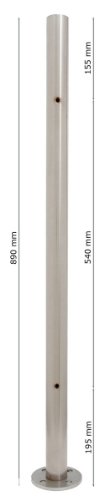 Edelstahl Geländerpfosten Glasgeländer Boden Abschlusspfosten 42,4/2,0 mm ohne Glasklemmen - V2A