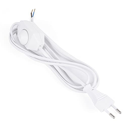 1x STROMKABLE + STECKER + BODENDIMMER 2 MTR WEISS Euro Anschlussleitung