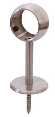 Edelstahl Handlaufstütze mit Ring 42,4 mm - Stiftlänge: 68 mm - inkl. Stockschraube und Dübel, V2A (S010452)