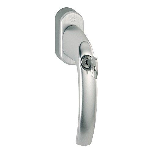 HOPPE 10763909 Fenstergriff Atlanta-Secustik m. Rast. 45°,VK 7 x 32-42 mm, Silber