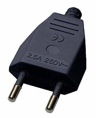 Eurostecker flach EU Netzstecker Stromstecker 230V schwarz -weiÃÂ Schraubkontakt