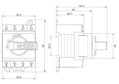 Hauptschalter DC Trennschalter Solar Ausschalter 4-polig 32A 1200V PV SwitchBayram Fenster