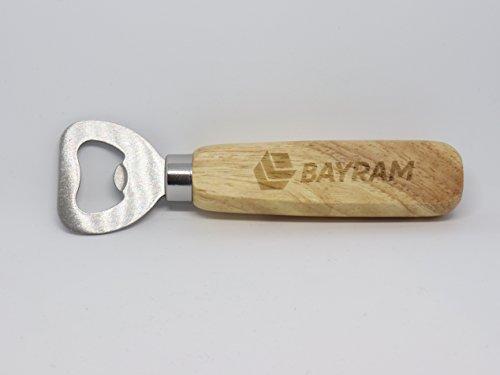 Bayram® Flaschenöffner mit Holzgriff - in schlichtem Design | Kapselheber aus rostfreien Edelstahl | Ideal für für die Bar Bieröffner  Geschenk