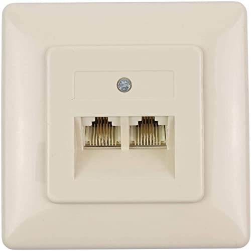 UAE 8/8(4) - IAE - Universal-Anschlussdose - Telefondose - 2X RJ45 Buchse - 2-Fach - 4-polig - CAT 3 - Unterputz UP - parallel - mit Abdeckung - Schraubanschluss - beige