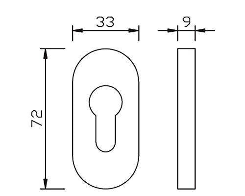 Edelstahl Ovale - Schlüsselrosette für Profilzylinder