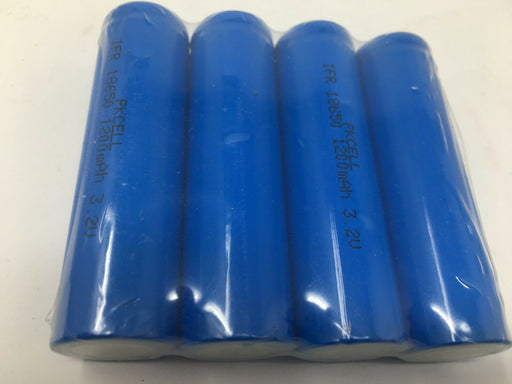 4 x Lithium Ionen Akku 1200 mAh / 3,7 V / 18650 Li - ion 65 mm lang blau