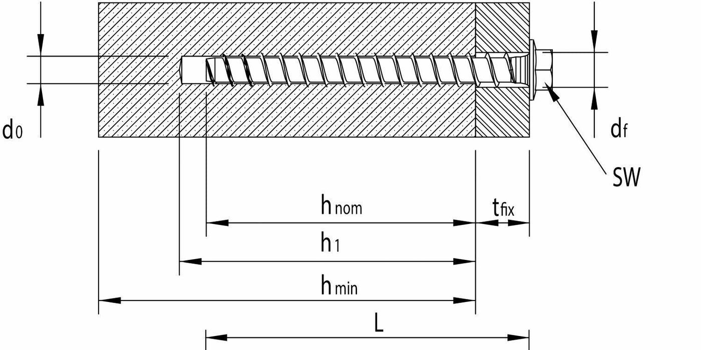 HECO 12 mm Betonschrauben Schraubanker Mauer Betonanker Stahl Sechskantkopf