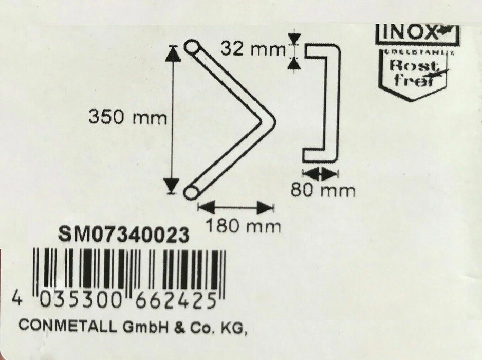 Stoßgriff V-Form/ Dreieck Conmetall CONNEX Edelstahl/INOX rostfrei Ø3 2,L382,OVP