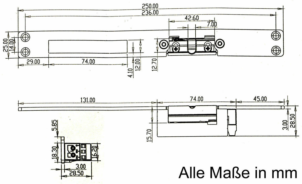 Elektrischer Türöffner mechanischer Entriegelung 12V 270mA + Türkontaktschalter