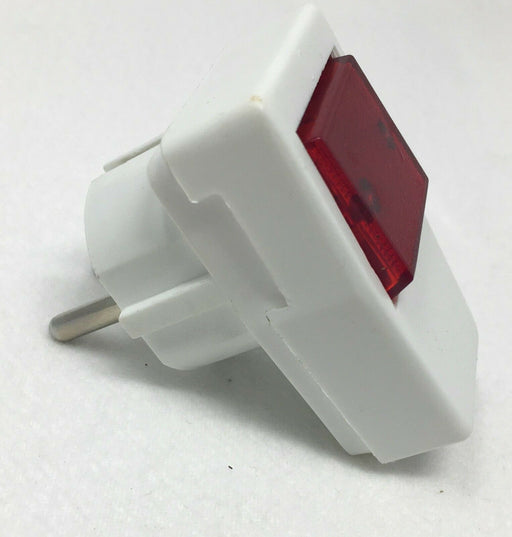 Winkelstecker weiß mit rot beleuchtetem Schalter 16A 250V schaltbar beleuchtet