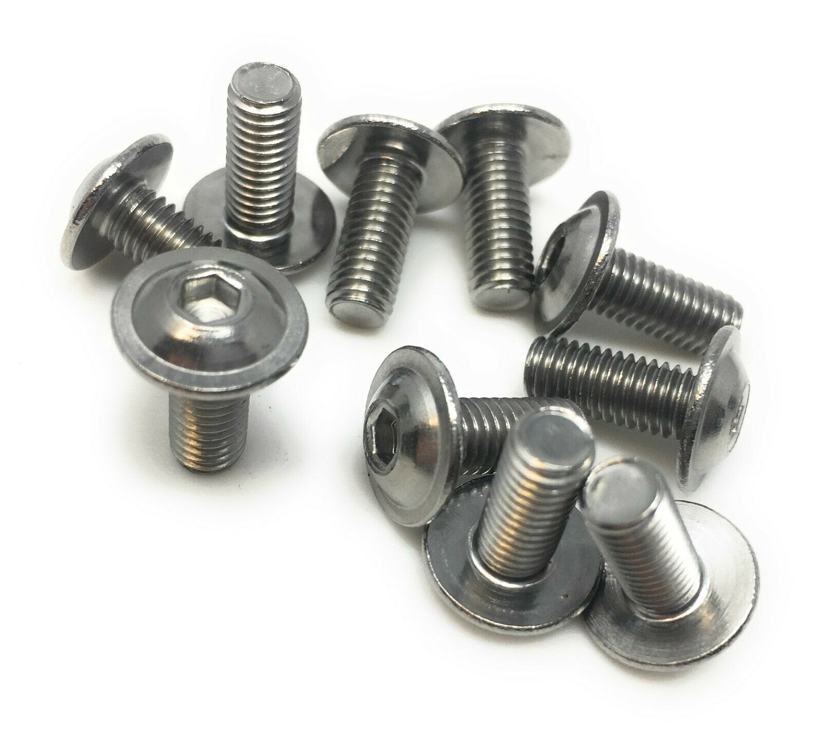 10x M10x60 Linsenkopfschrauben mit Flansch Innensechskant 7380 - Edelstahl A2