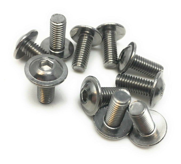 10x M10x60 Linsenkopfschrauben mit Flansch Innensechskant 7380 - Edelstahl A2