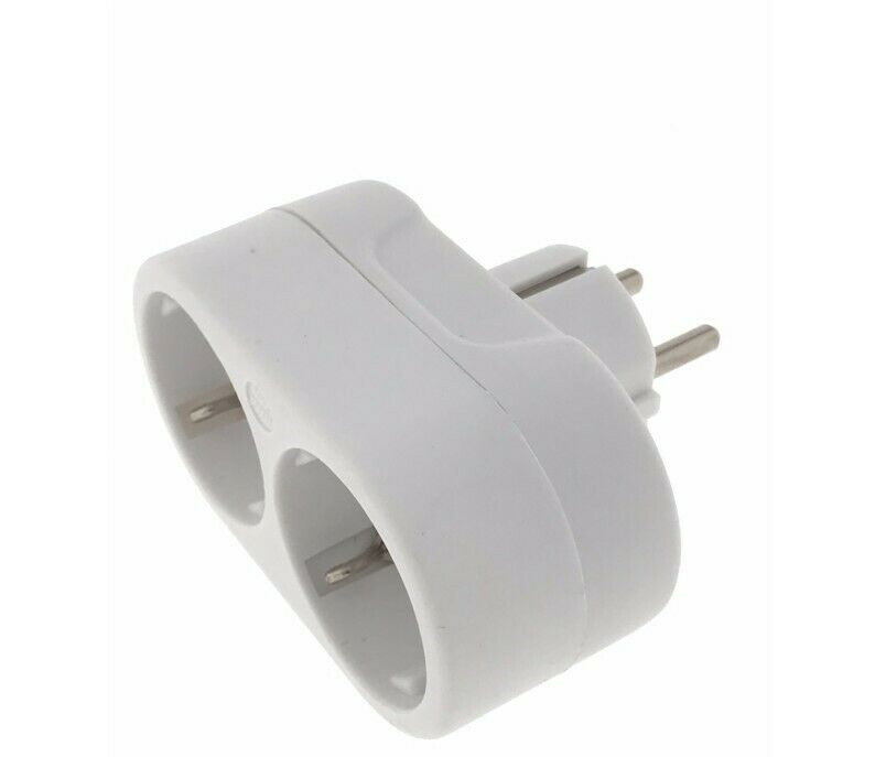 Doppelstecker Mehrfachstecker 2 Fach Steckdose Multistecker Adapter waagrecht x