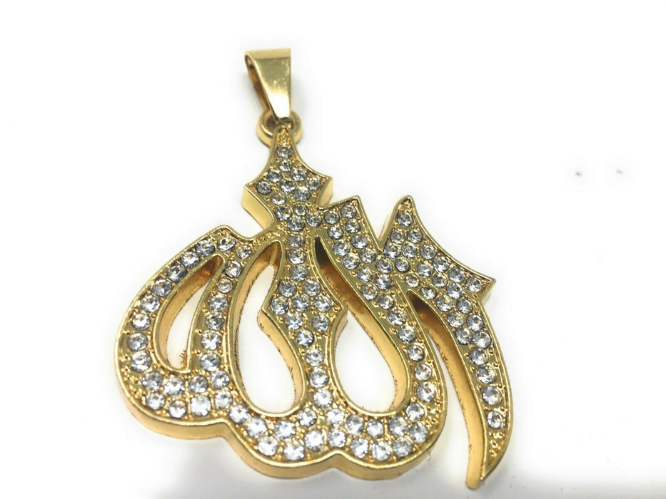 Herren Edelstahl Halskette Muslim Allah Allah Goldenes Symbol AnhäNger Mit Diama