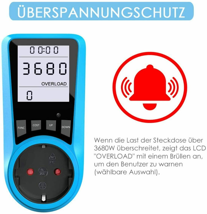 Stromkostenmessgerät, BMK Stromzähler Leistungsmessgerät Energiekostenmessgerät