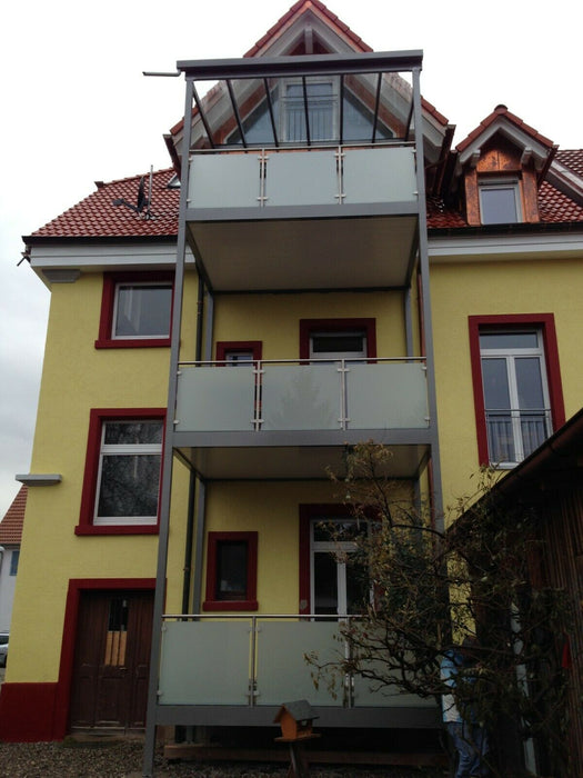 Anbaubalkon aus ganz Aluminium, Balkon, Vorstellbalkon, Bausatz Treppe Geländer