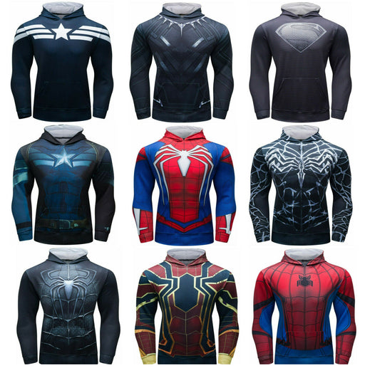 Herren Sport Hoodie Spider Hero Kapuzenpullover Enge Jacke für Fitness Herren