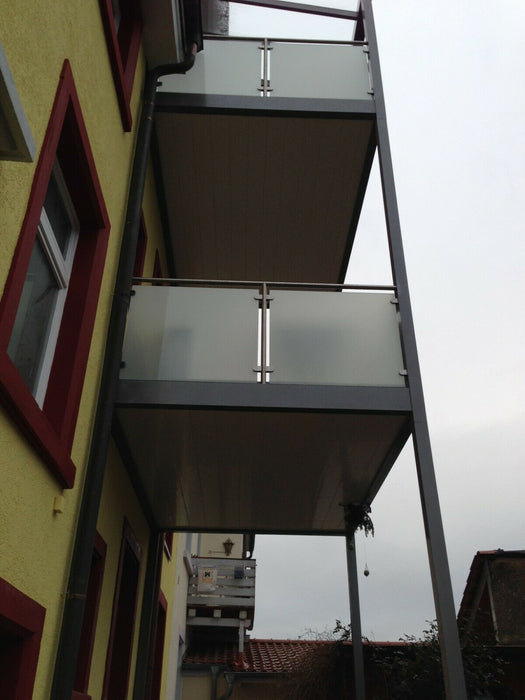 Anbaubalkon aus ganz Aluminium, Balkon, Vorstellbalkon, Bausatz Treppe Geländer