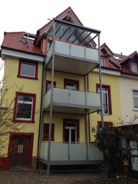 Anbaubalkon aus ganz Aluminium, Balkon, Vorstellbalkon, Bausatz Treppe Geländer