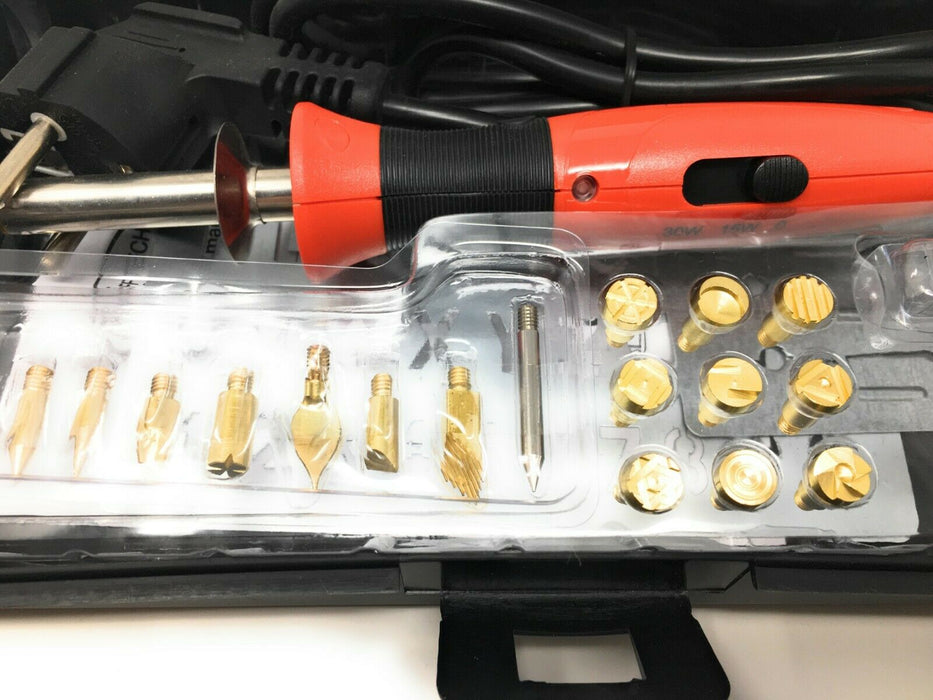 37-tlg Brandmalkolben Kit Brennkolben Gravur Set Brandmalerei 30W Lötkolben Holz