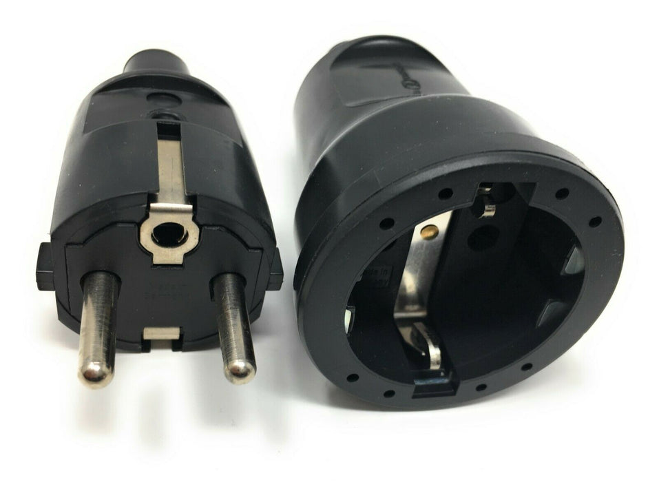 ABL PVC Schukostecker + Schukokupplung Schwarz Made in Germany Vollgummi