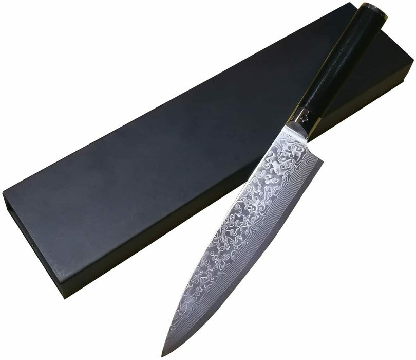 Damastmesser Griff aus Pakkaholz 20cm Klinge Stahl Damast Messer Damaststahl