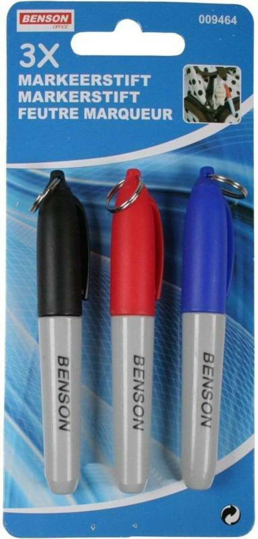 3x Markierstift Kreidestift Permanentmarker Stift schwarz rot blau Anhänger