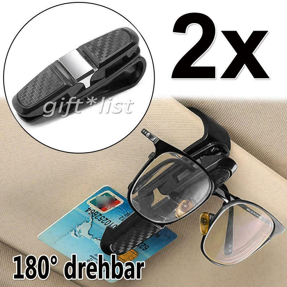 2 Stk Auto Brillenhalter Sonnenblende Clip drehbar Für Brillen Karten Halter