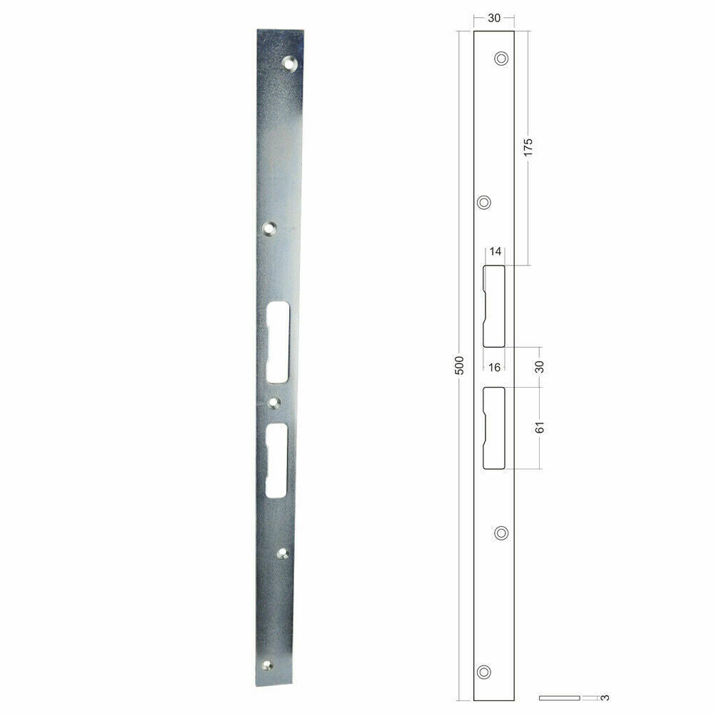 Sicherheits Flachschliessblech Schließblech Flach 500x30x3mm Stahl verzinkt