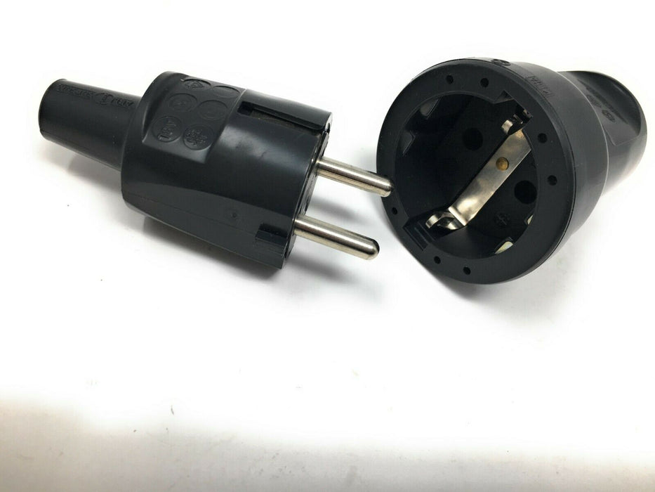 ABL PVC Schukostecker + Schukokupplung Schwarz Made in Germany Vollgummi