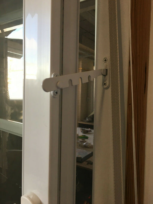 Fensterfeststeller Siegenia mit Gelenk und Halteplatte weiss Holz PVC  Fenster
