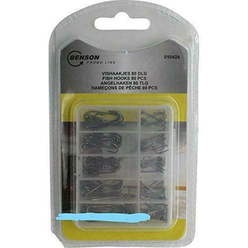 80pcs Carbon Steel Fishing Hook Bait Holder Barbed Hook for Pike/Salmon/Bass