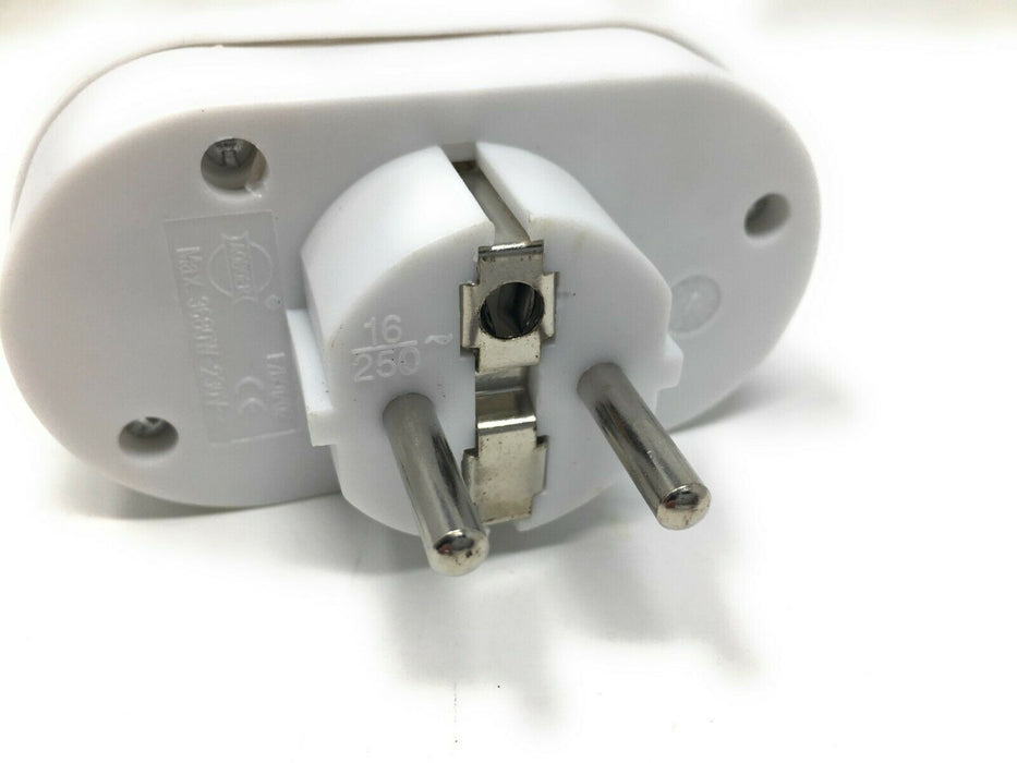 1x Schuko Doppel Steckdosen Adapter Stecker Dose EU Kupplung Frankreich/Belgien