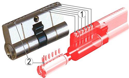 Sicherheits - Schließzylinder mit 6-Stift-System und 3 Schlüsseln, gleichschließend 45x50