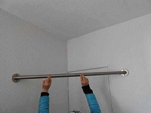 Eckkleiderstange aus Edelstahl, 150cm mit angeschweißten Montageplatten