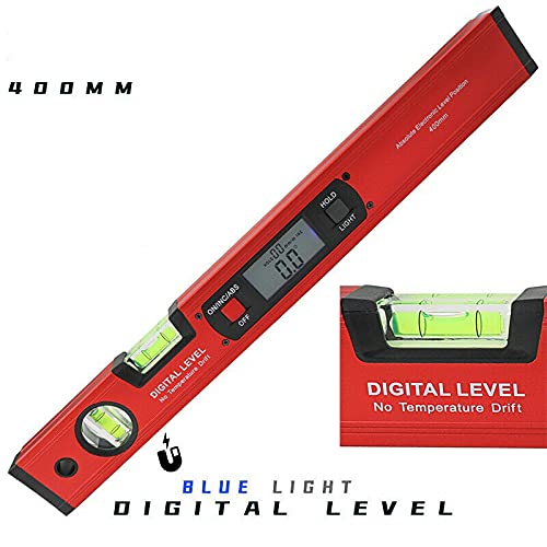 Digitale Neigungsmesser Winkel Finder Gauge Spirit Level aufrecht Magnet 360 ÃÂ° Range 416 mm lang mit Hintergrundbeleuchtung 82112 S Farbe Rot