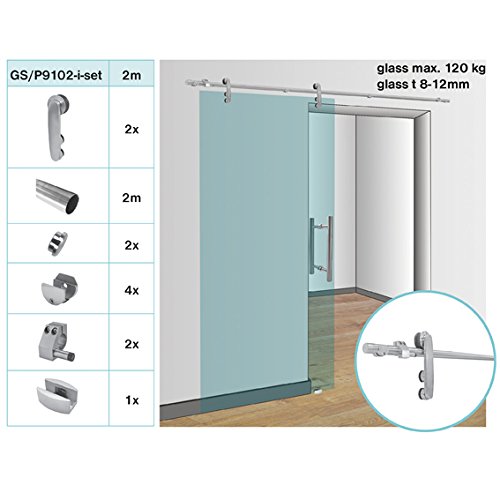 Glastür - Schiebetürsystem aus Edelstahl ohne Glas