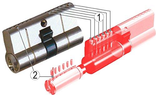 35x55, Sicherheits - Schließzylinder mit 6-Stift-System und 5 Schlüsseln, mit Not und Gefahrenfunktion