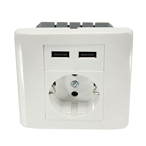 Dual USB Wall Ladegeraet-AdapterWeiss GY Steckdose Schuko Weiss 1 Stck