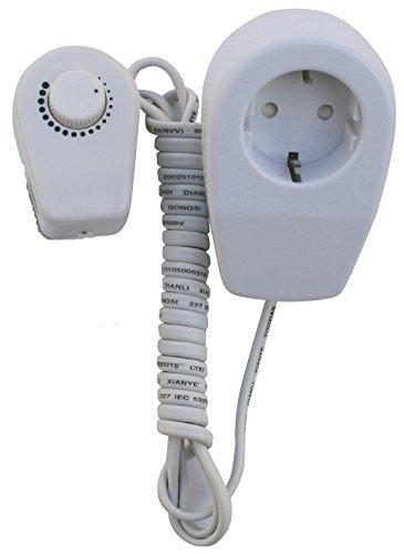 Bayram® Steckdosen-Zwischendimmer, weiß mit externem Drehregler, Kabel 2.0 m mit Kinderschutz !