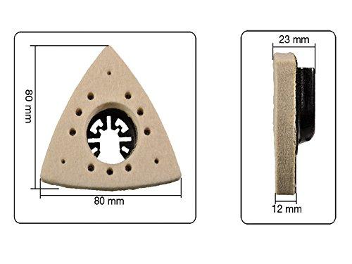 Polierplatte Dreieck Feinpolitur für Multi-Tool 80 mm x 80 mm aus Filz mit Aufnahme