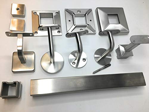 GelÃÂ¤nder Fitting Edelstahl Rohrverbinder Rohrbogen Handlauf 40x40 alles eckig (Handlaufhalter sichtbar Schraubung)