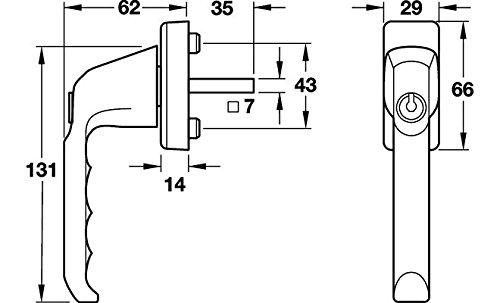 HOPPE Fenstergriff Modellreihe London 013S/U34, kunststoffbeschichtet weiss, abschließbar Druckzylinder gleichschließend, erfüllt die Anforderungen nach V ENV 1627-1630