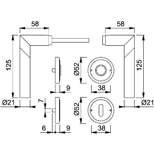 HOPPE Rosetten-Garnitur 'Amsterdam' Edelstahl matt/poliert E1400Z/15KV/15KVS - 2430645