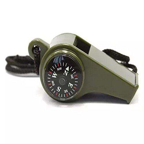 Bayram® 1 Stck 3 in1 Überleben Pfeife Kompass Survival Whistle Emergency Thermometer Camping